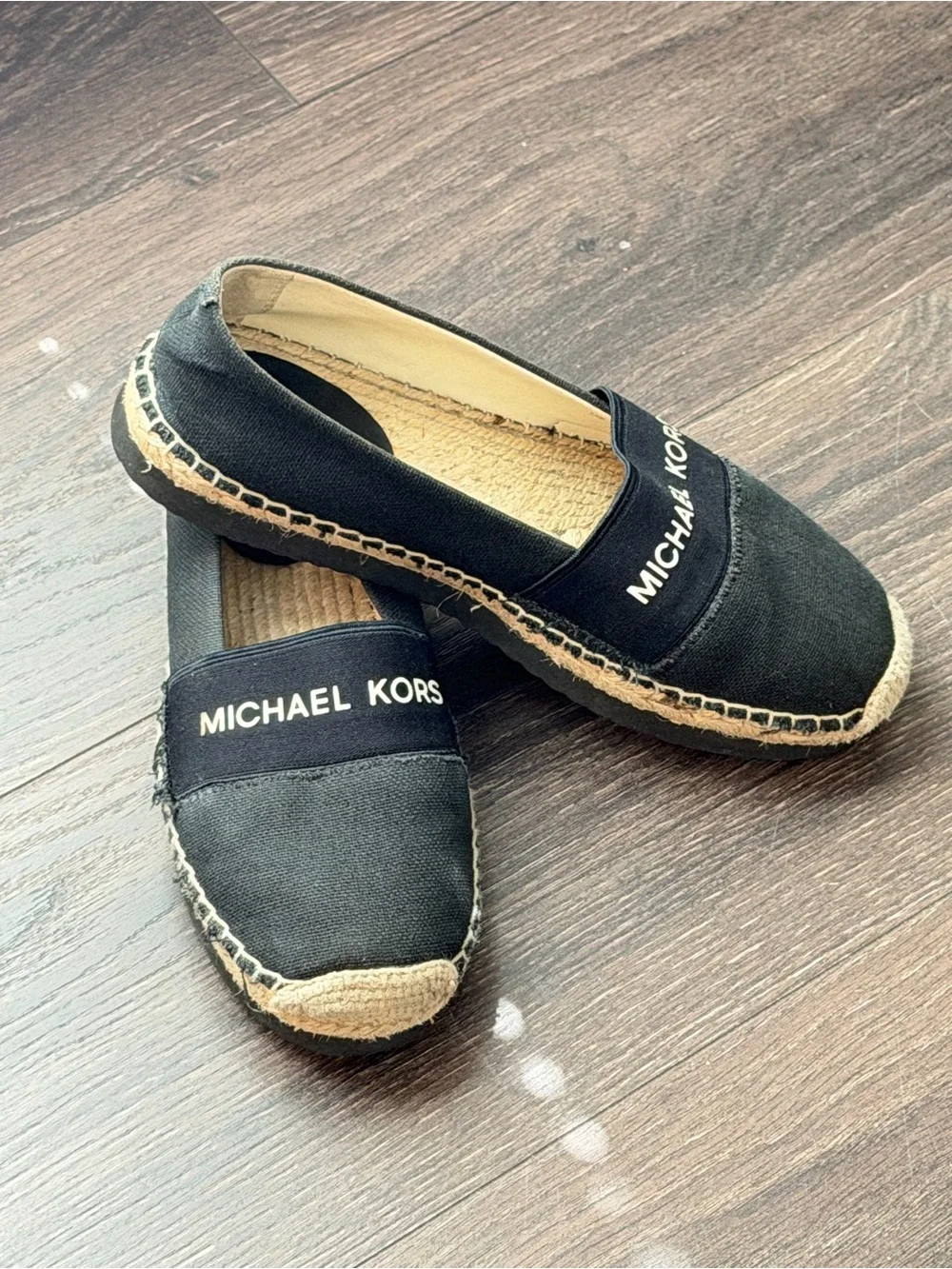 Michael Kors Black Canvas Logo Espadrille Slip-Ons